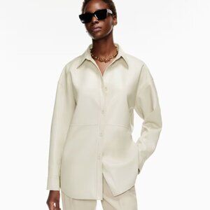 Aritzia Babaton Pelli Vegan Leather Shirt Jacket, 2XS, Matt Pearl
